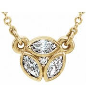 14K Yellow 3-Stone Marquise Diamond 16-18 Necklace