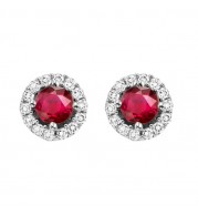 Gems One 14Kt White Gold Diamond (1/8Ctw) & Ruby (3/8 Ctw) Earring