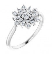 14K White 1/2 CTW Diamond Vintage-Inspired Ring