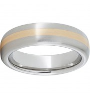Serinium Domed Band with a 2mm 14K Gold Inlay and a Satin Finish