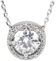 14K White 1/2 CTW Diamond Halo-Style 16 Necklace