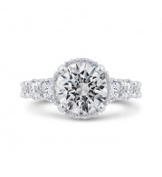 Shah Luxury 14K White Gold Round Cut Diamond Engagement Ring  (With Center)