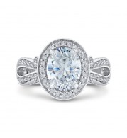Shah Luxury Oval Cut Diamond Halo Engagement Ring In Platinum (Semi-Mount)