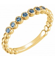 14K Yellow Aquamarine Stackable Ring