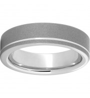Serinium Pipe Cut Band with Off-Center .5mm Groove and Sandblast Finish