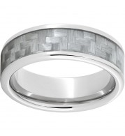 Serinium Pipe Cut Band with Silver Carbon Fiber Inlay