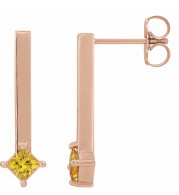 14K Rose Yellow Sapphire Bar Drop Earrings