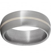 Titanium Domed Band with a 1mm Sterling Silver Inlay and Satin Finish
