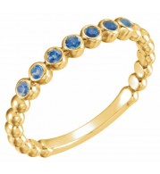 14K Yellow Blue Sapphire Stackable Ring
