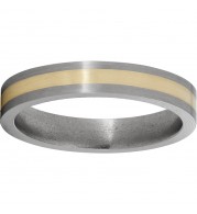 Titanium Flat Band with a 2mm 14K Yellow Gold Inlay and Satin Finish