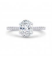 Shah Luxury 14K White Gold Oval Cut Diamond Engagement Ring (With Center)