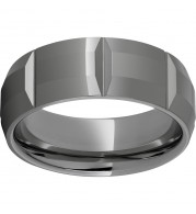 Rugged Tungsten  8mm Domed Bevel Faceted Polished Band