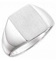 14K White 15x12 mm Rectangle Signet Ring