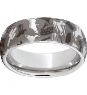 Serinium Domed Band with Cowboy Laser Engraving