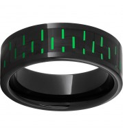 Black Diamond Ceramic Pipe Cut Band with Black and Green Carbon Fiber Inlay