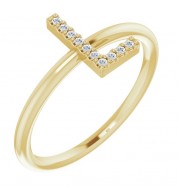 14K Yellow .05 CTW Diamond Initial L Ring