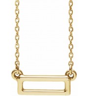14K Yellow Rectangle Bar 16-18 Necklace