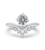 Shah Luxury 14K White Gold Round Cut Diamond Engagement Ring (Semi-Mount)