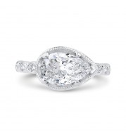 Shah Luxury 14K White Gold Pear Diamond Engagement Ring (With Center)