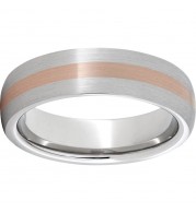 Serinium Domed Band with a 2mm 14K Rose Gold Inlay and a Satin Finish