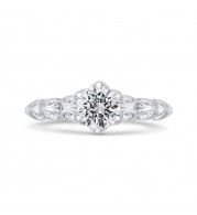 Shah Luxury 14K White Gold Bezel Set Double Row Round Diamond Engagement Ring (Semi-Mount)