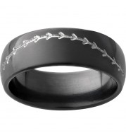 Black Zirconium Domed Band with Milled Baseball Stitch.