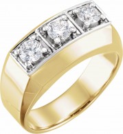 14K Yellow & White 1 CTW Diamond Men's Ring
