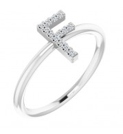 14K White .06 CTW Diamond Initial F Ring