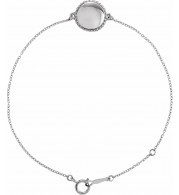 14K White Beaded 6.5-7.5 Bracelet