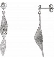 14K White Twisted Dangle Earrings