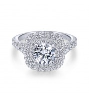 Gabriel & Co. 14k White Gold Entwined Double Halo Engagement Ring