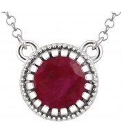 14K White Ruby July 18 Birthstone Necklace