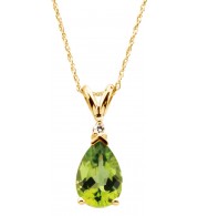 14K Yellow 10x7 mm Pear Peridot & .04 CT Diamond 18 Necklace