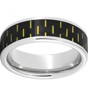 Serinium Pipe Cut Band with Black and Yellow Carbon Fiber Inlay