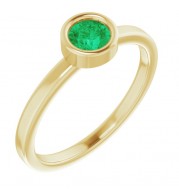 14K Yellow 4.5 mm Round Emerald Ring