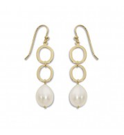 Carla 14k Yellow Gold Open Oval Links Pearl Earrings