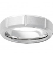 Serinium Beveled Edge Band with Milled Vertical Grooves and Satin Finish