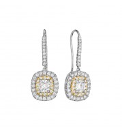 Henri Daussi Yellow Platinum Diamond Drop Earrings