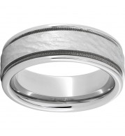 Serinium Rounded Edge Band with Milgrain Grooves and Bark Finish