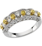 14K White & Yellow 3/4 CTW Diamond Anniversary Band