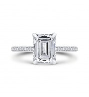 Shah Luxury Emerald Diamond Engagement Ring In 14K White Gold (Semi-Mount)