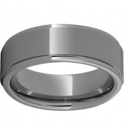 Rugged Tungsten  8mm Flat Grooved Edge Band and Polished Finish