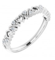 14K White .08 CTW Heart Diamond Anniversary Band
