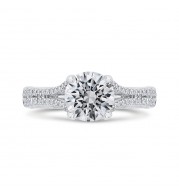 Shah Luxury 14K White Gold Diamond Halo Engagement Ring with Euro Shank (Semi-Mount)
