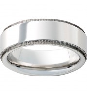 Serinium Flat Band with Milgrain Grooved Edges