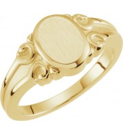 14K Yellow 9.7x8 mm Oval Signet Ring