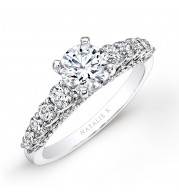18k White Gold Prong Bezel Set White Diamond Engagement Ring