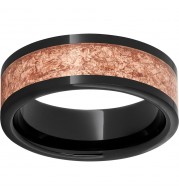 Black Diamond Ceramic Pipe Cut Band with 5mm Copper Leaf Inlay
