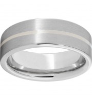 Serinium Pipe Cut Band with a 1mm Sterling Silver Inlay and Satin Finish