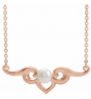 14K Rose Freshwater Cultured Pearl Bar 18 Necklace